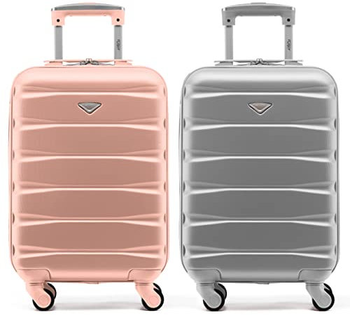 Flight Knight Suitcase Set of 2 Lightweight 4 Wheel ABS Hard Case Carry On Hand Luggage Approved for Over 100 Airlines Including British Airways, Ryanair & easyJet Approved Free Carry On 45x36x20cm