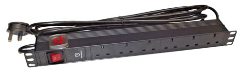 6 way 5m LEAD Surge Protected UK Socket PDU 1U 19 Horizontal