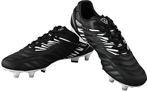 Vizari Valencia SG Outdoor - Botas de fútbol para hombre con fondo suave para superficies de juego suaves o húmedas y campos, negro y blanco, 43 EU