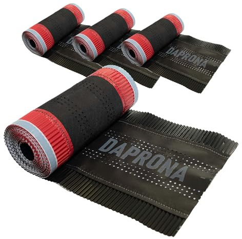 DAPRONA Firstband Alu Super Vent 4 Rollen - 320mm x 5m Schwarz (RAL 9005) Rollfirst für eine optimale Dachfirst Abdeckung, Super Butylkleber
