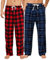 U2SKIIN Pyjamahose Herren lang kariert Schlafhose Schlafanzughosen für Herren Fleece Pyjama Hosen Nachtwäsche Freizeithose mit Taschen (Büffel Karo Rot+Dunkelblau Kariert, L)