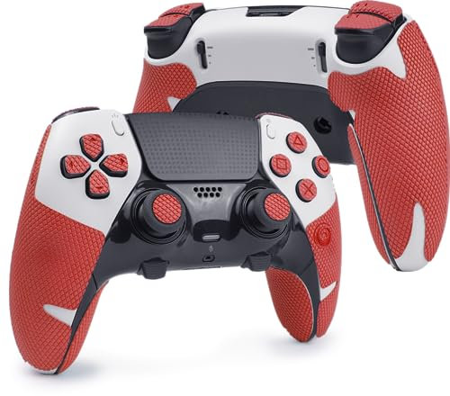 TALONGAMES Controller-Griffe, kompatibel mit PlayStation 5 DualSense Edge, rutschfest, schweißabsorbierend, strukturiertes Skin-Set, für PS5-Controller, Griffe, Tasten, Auslöser (Pro Version - Rot)