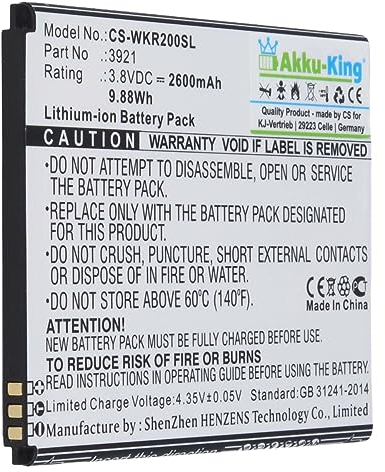 Akku kompatibel mit Wiko 3921 - Li-Ion 2600mAh - für Robby 2