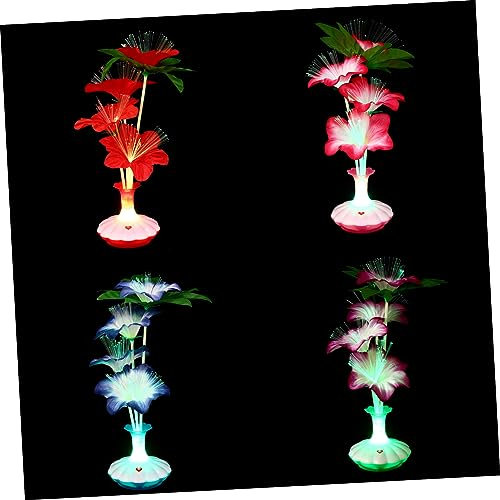 Garneck 4 Stücke Lichter Fiber Optic Blume Design Moderne Tisch Lampe Für Schlafzimmer Zufällige Farbe