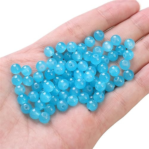 100 perlas de cristal de 8 mm, perlas brillantes, para enhebrar, piedras para pulseras, collares, pendientes, ropa, manualidades, manualidades, manualidades, manualidades, decoración, color azul