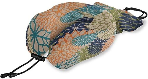 HMZXZ Reisekissen Textur Exklusive Luxus-Chrysanthemenblüten, Memory Foam Nackenkissen Stützkissen,Weich Nackenstützkissen für Camping,Schlafrestkissen,Auto,Flugzeug