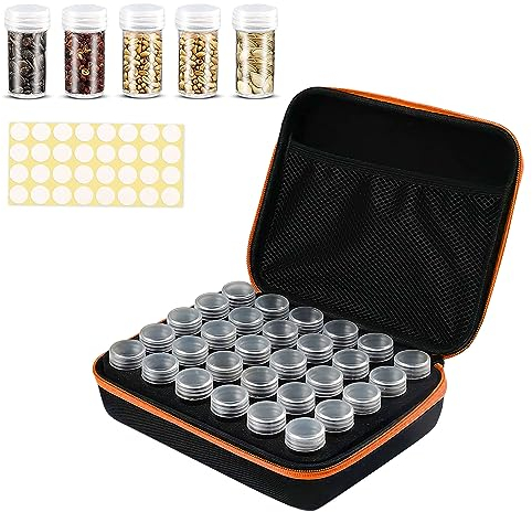 Qivine 30 Slots Saatgut Aufbewahrungsbox, Samen Organizer mit Etikettenaufklebern, Diamond Painting Zubehör Seed Aufbewahrung für Tomatensamen, Kräuter Samen, Gemüsesamen