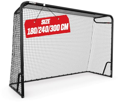 BERG Fußballtor für Kinder und Erwachsene, 180/240/300 cm, Hochwertiges Fußballtor mit Netz, Fußballtrainingsgeräte, Torwand aus Metall mit Punktezähler
