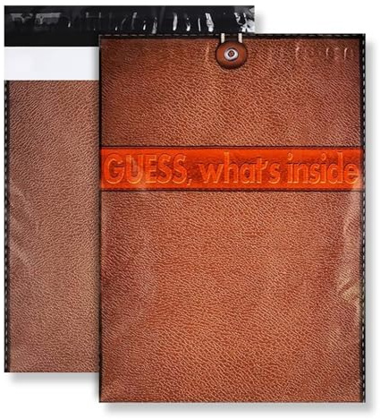 Designer Poly Mailer Bag Mailing Postal Bags Gifts Shipping Wrapping Design Pattern Envelope for Mail [Pack of 100](10 x 13 Inch,Leather File)