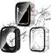 Kawoco 2 fundas impermeables para Apple Watch Serie 9/8/7 de 41 mm con protector de pantalla de vidrio templado, 360° para PC 2 en 1, carcasa delantera y trasera para iWatch de 41 mm, color negro y