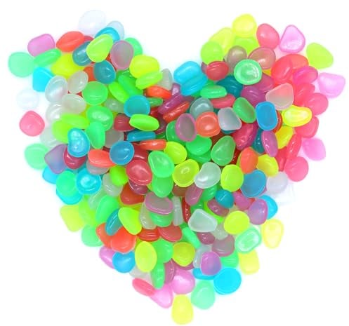 500 Piezas Piedras Luminosas, Piedras Luminosas de Colores Guijarros Jardin Piedras Decorativas Piedras Fluorescentes para Acuario, Jardín, Pasarelas, Decoración de Exteriores