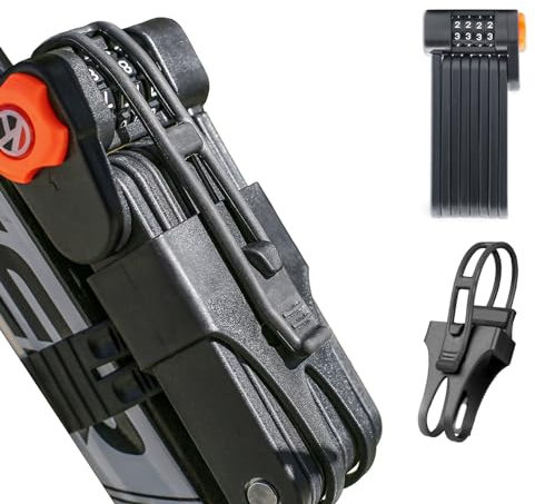 Lucchetto pieghevole a combinazione per bici con staffa di montaggio, lucchetto pieghevole a 4 cifre per bici elettrica antifurto