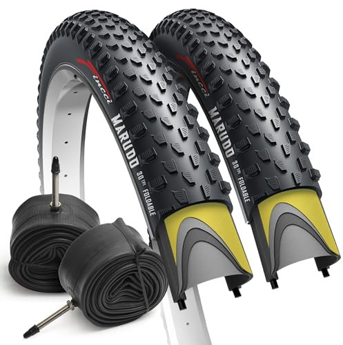Fincci Cubiertas MTB 29 x 2.1 Pulgadas con 2X Camara de Aire Presta 52-622 - Neumáticos Plegable 29 con 1mm Antipinchazos para Adultos, Gravel, Montaña, Eléctrica, Mountain Bike y Bicicleta Carretera