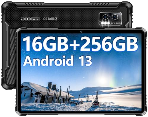 DOOGEE R08 Tablet Rugerizada 16GB(6+10GB) RAM+256GB ROM(2TB TF) Tablet Resistente 10.1 Pulgadas 7680mAh, Android 13 Tablet 13MP+5MP Cámara Octa Core, Doble SIM 4G LTE/5G WiFi/Face ID/OTG/GPS