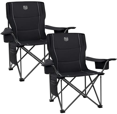 TIMBER RIDGE XXL Campingstuhl Faltbar 200KG Belastbar Übergröße Bequem Gepolster Klappstuhl Camp Garten Balkon Strand Camping Stuhl Sessel Gartenstuhl Anglerstuhl Regiestuhl
