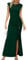 Missufe Abito da donna da ballo, maxi abito da sera, maniche ad ali, cocktail, volant, spacco a sirena, body con matrimonio, verde scuro, S