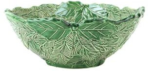 Vietri Lastra Holiday Green Figural Ciotola media, 30,5 cm Dx5 H Artisan Ceramica Stoviglie Natalizie