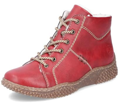 Rieker Damen Schnürstiefeletten Y8412, Frauen Stiefeletten,warm,gefüttert,Boots,Stiefel,Bootee,Booties,halbstiefel,rot (33),39 EU / 6 UK