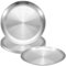 QUARKZMAN 6Pcs Assiettes en Acier Inoxydable, 10,2 Pouces Assiettes Rondes en Métal, Plateaux de Service Assiettes Rondes pour Desserts pour Cuisines, Restaurants Argenté