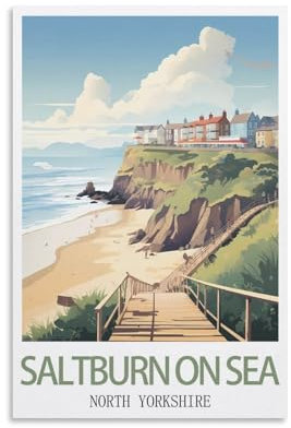 KmoNo Saltburn-on-sea Yorkshire, Vintage-Reiseposter, 40 x 60 cm, Wanddekoration, Gemälde, Leinwand, Wandkunst, Wohnzimmer, Poster, Schlafzimmer