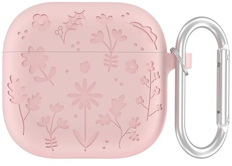 MGUEIAO Kompatibel mit AirPods 4 für Hülle,Soft Skin Silikon Hülle,Stoßfeste Silikon Case Schutzhülle for AirPods 4,AirPods 4 Schutzhülle mit Karabinerhaken[Stoßfeste]-Rosa