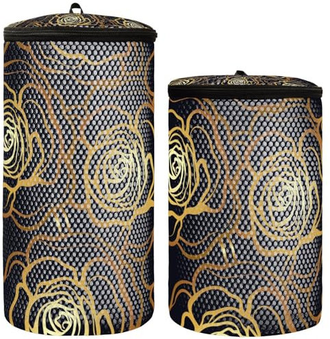 Shoe Washing Bag For Washing Machine Sneaker Bag For Washing Machine 2pcs Shoes Laundry Bag Shoe Washer Bag Rose Flower Gold Black Industrial, Multi, One Size, Modern