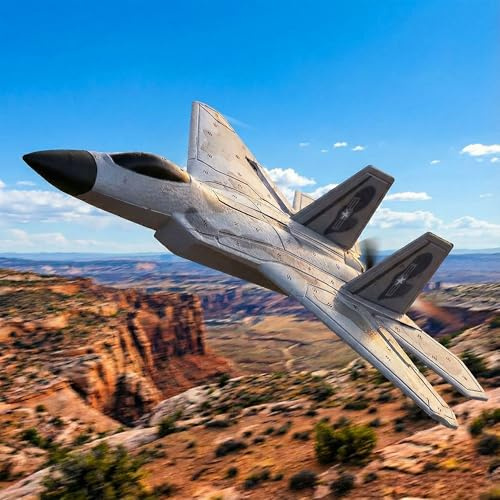 RC ferngesteuertes F-22 Raptor Fighter 39cm Kampf-Flugzeug, 2CH 2.4G Fixed Wing RTF mit Fernsteuerung u. Akku, Militär Modellflugzeug Kampfjet f. Kinder, Erwachsene, Outdoor Flieger, Anfänger, Sammler