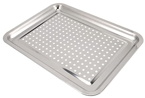 GREENADSCAPE Teglia per Barbecue con Drenaggio 40x30x2 Pollici Vassoio per Griglia in Acciaio Inossidabile Vassoio per Barbecue All'aperto Vassoio per Grigliare La Piatto da Portata Versatile