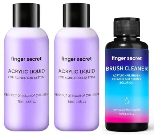 Acrylic Liquid 142ml Acrylic Liquid Monomer with 37ml Brush Cleaner for Acrylic Powder Non-Yellowing Acrylic Nail Monomer Liquid for DIY Home Nail Salon