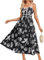 GRACE KARIN Women's Summer Casual Floral Boho Dress V Neck Spaghetti Strap Flowy Beach Maxi Dresses Black XXL