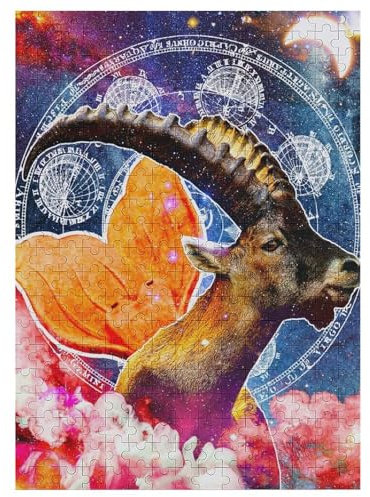 Puzzles Für Erwachsene, 300 Teile, Wandbild mit Sternzeichen Steinbock, Kreative Holzpuzzles, Praktisches Spiel, Familiendekoration (42×30cm)