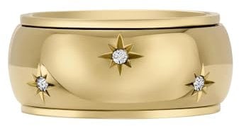 Fossil Damen-Edelstahlband Ringe, 9, Mattes Gold