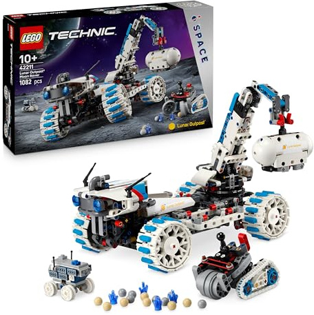 LEGO Technic Vehículo Espacial Lunar Outpost: Róver Lunar - Juego de Ciencia Interactivo con Grúa y Paneles Solares - Robot de Juguete - Regalo de Cumpleaños para Niños y Niñas de 10+ Años 42211