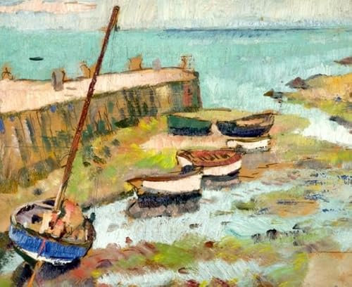 DTAUPREB Boote im Hafen Malen nach Zahlen für Erwachsene DIY Ölgemälde Kits Leinwand