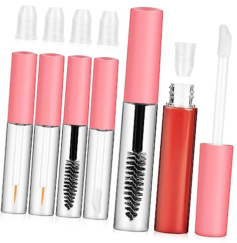 HONMEET Leere Mascara Tuben 6 Stück Wiederverwendbare Eyeliner Lipgloss Spenderflaschen mit Applikator Transparent Kosmetikbehälter für Reisen und Makeup