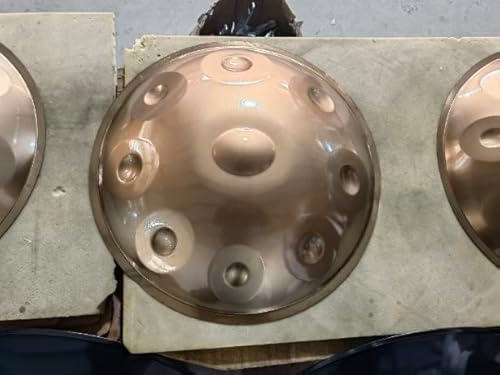 HXLDZOU Stahltrommel, Handpan Stahltrommel 9 Noten 22 Zoll In D-Moll Mit Handpan, Handpan-Gehäuse, Langlebige Schlägel Und Staubfreies Tuch Für Zuhause (Gold)
