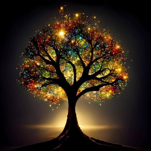ZGDYi Baum des Lebens Diamond Painting 5D DIY Set, BlitzLebensbaum, Rund Diamantmalerei für Erwachsene & Kinder, DIY Mosaik Kunst für Wanddeko, Vollbohrer,Anfängerfreundlich, Geschenkidee (30x30cm)