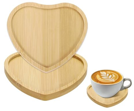 QUARKZMAN 2 Pezzi Sottobicchieri in Legno Forma Cuore Sottobicchieri per Caffè Bicchieri Candele Piatti Decorazioni per Soggiorno Camera Letto Tazze per Tavolo Bar Cucina 105x95x10mm