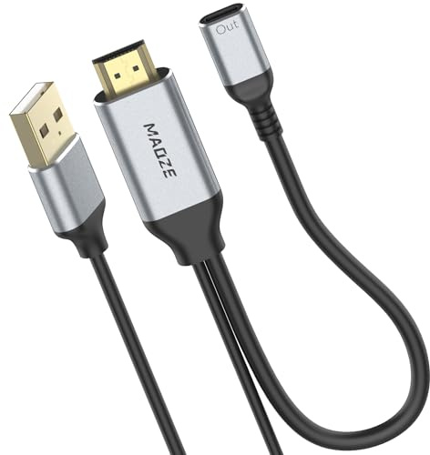 Maqze HDMI auf USB-C Kabel 4K@60Hz 0,75ft unidirektional für AR-Brillen | Stecker auf Buchse, kompatibel mit AR-Brillen Xreal/Rokid/Rayneo, PS5 Xbox Steam Deck, tragbarer Touch-Monitor