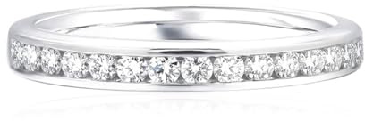 Freundschaftsringe Weissgold, Ring Frau Halbe Ewigkeit 2mm Moissanit Platin Größe 53 (16.9)