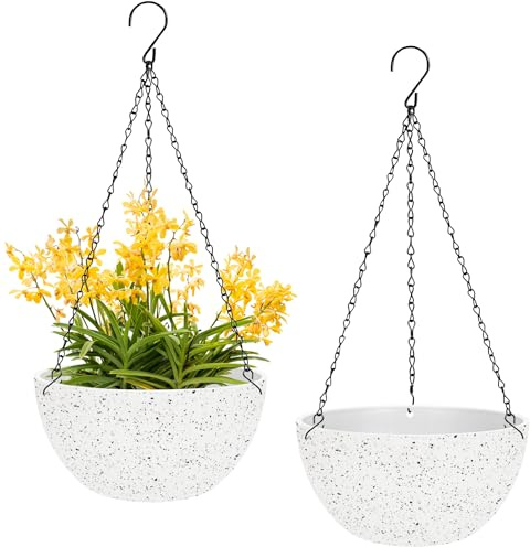CSYY Plant Pots Indoor, Plastic Pot, Flower Pots Outdoor Self Watering Indoor Plant Pot with Drainage Holes and Tray, Plastic Planter for Garden House Plants (White and Black, 10in)