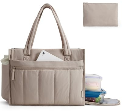 bagsmart Handtasche Damen Arbeitstasche Lunchtasche, Isolierted Kühlfach | 21L Leicht 15,6 Zoll Laptoptasche Aktentasche Lehrertasche Groß mit Vielen Fächern, Puffer Tasche für Schule Arbeit Uni