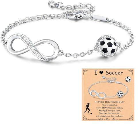 Fußball Armband, Silber Armband Schmuck Damen, Fussball Deko Geburtstag | Verstellbares Freundschaftsarmband für Teenager Erwachsene Mädchen und Jungen Mitgebsel Schulanfang Geschenke