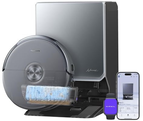 NARWAL Flow 2 Robot Aspirapolvere Lavapavimenti con FlowWash Track Mop,Nero | 31.000 Pa, Antigroviglio, VLM OmniVision, Doppia Fotocamera AI, Lavaggio Mocio 100 °C, Asciugatura 60 °C, Freo Mind 4.0
