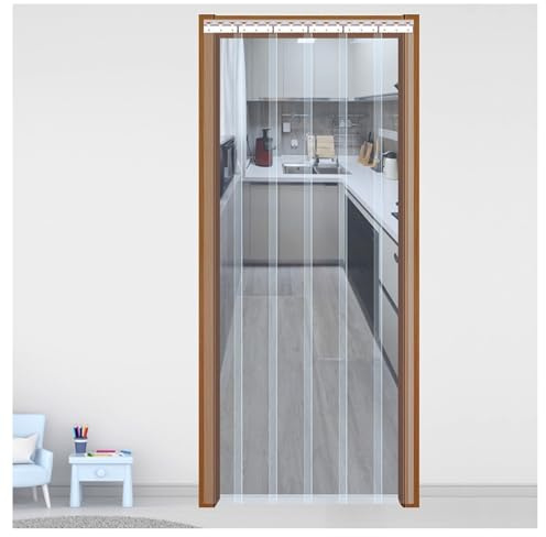 PVC Rideau de Porte Lanières Plastiques, Intérieur et Extérieur,Isolant Épaisseur Rideau de porte souple en PVC transparent,Entrepôts Usines Supermarchés(W105xH190cm/41.34x74.8in)