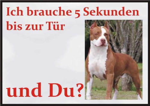 Achtung/Fun Schild DIN A5 3mm PVC Pitbull Türschild