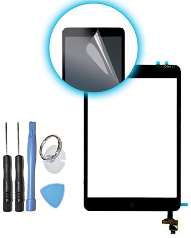 Visiodirect Vitre ecran Tactile pour iPad Mini 1 / Mini 2 Noir, IC et Bouton + Film Protecteur