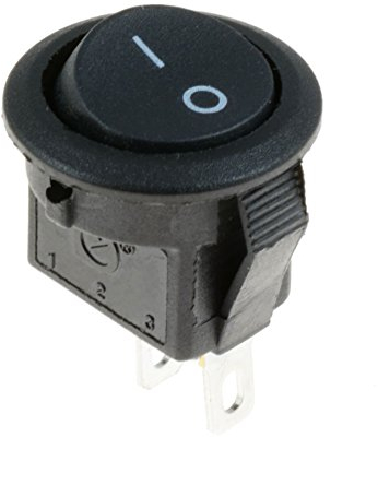 Mini Black On/Off Round 15mm Rocker Switch SPST
