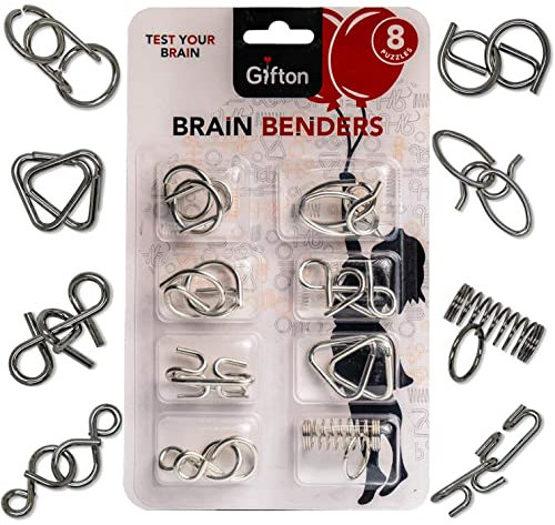 Gifton - Knobelspiele Drahtpuzzle Aus Metall Rätsel Knobelei IQ-Spiele Set - Geschenk Für Kinder Jungen Mädchen Männer Frauen Erwachsene Geburtstags Geschenk Weihnachtsstrumpf Füller (8 Stück)