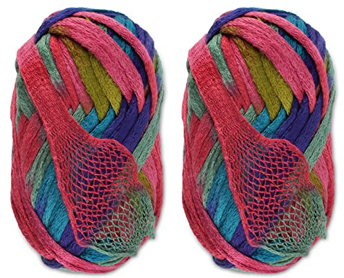 JubileeYarn Netz-Garn, 200 g/Knäuel, grobes Acryl, Pfau, 2 Knäuel